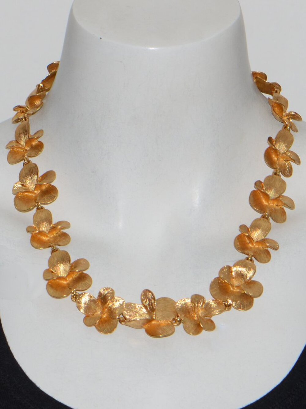 Oscar de la Renta Gold-tone Brushed Textured Flower Necklace